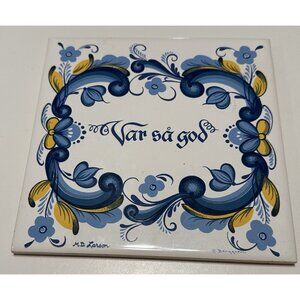 Bergquist Swedish Var Sa God Ceramic Tile Trivet You’re Welcome Here You Go